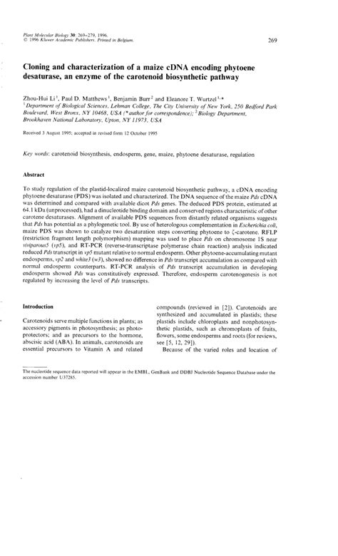 Cloning and characterization of two maize cDNAs  .